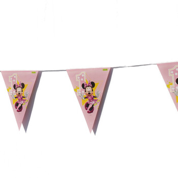 孩派HighParty儿童生日派对用品/生日聚会用品/一岁米妮彩旗12面