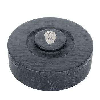 芬尚wf-yt-146 文房四宝之砚台 5寸新元池砚 水波纹眉纹带盖砚台 盛墨久贮不干研墨下墨快