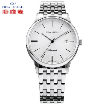 海鸥表(sea-gull)手表 简约商务单历钢带自动机械表情侣对表 男女钟表