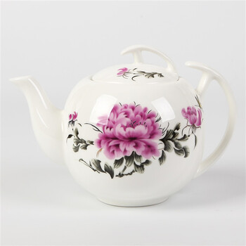 
                                        洁雅杰茶具套装 陶瓷茶具7件套(1茶壶6茶杯)大容量陶瓷茶壶套装 牡丹圆杯                