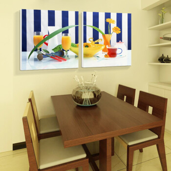 
                                        美时美刻 现代简约西餐厅装饰画果汁水果餐具无框画饭厅挂画厨房壁画两联画多款可选 0317-1 40*40一套价格(9mm厚度)                