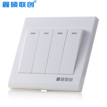 鑫硕联创开关插座 四开单控S52家装系列四联单控面板 雅白S401