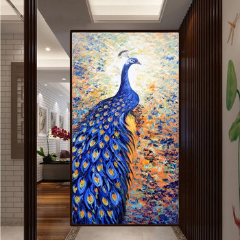 锦绣未央钻石画满钻屏风玄关彩绘油画孔雀点钻装饰画贴钻画十字绣圆钻