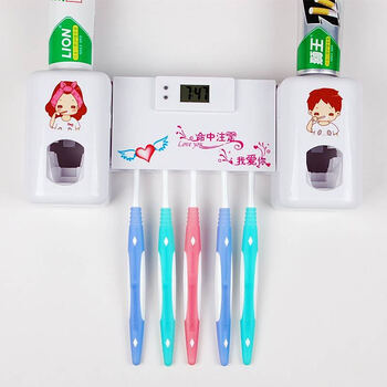 
                                        全自动挤牙膏器带牙刷架 牙膏挤压器 牙刷架 创意 套装 情吕白色                