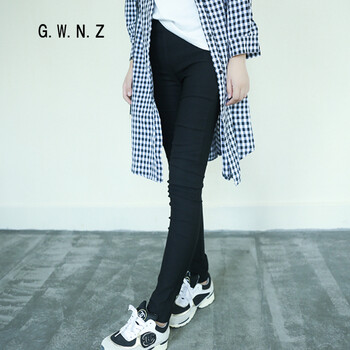 
                                        GWNZ 2016春秋新款 韩版百搭糖果色铅笔裤打底裤 修身显瘦小脚裤显瘦女裤 黑色 均码(建议40-60KG内)                