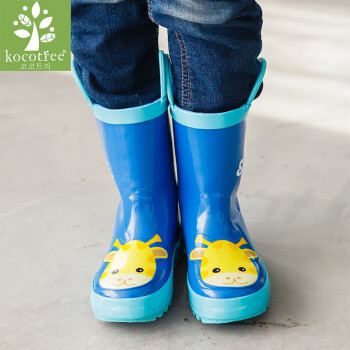 男童女童雨鞋橡胶卡通防滑小孩雨靴中筒宝宝水鞋六色 kq15284 深蓝色
