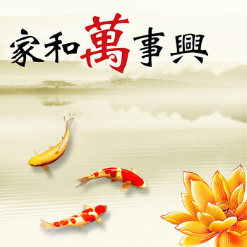 
                                        虹语荷 客厅装饰画 无框画餐厅挂画中式现代简约三联画沙发背景画 家庭壁画 九如图家和万事兴 60*60*3                