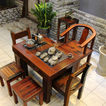 老船木茶桌实木中式简约阳台小茶几户外功夫组合茶桌椅小型泡茶台