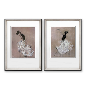 
                                                            KINGART 装饰画床头画轻奢挂画卧室装饰画壁画玄关画办公室字画后现代轻奢画二联墙画人物S19 优雅芭蕾舞一套2联价格 40*60                