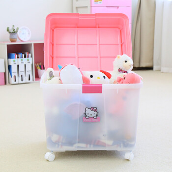 
                                        爱丽思IRIS Hello Kitty塑料儿童玩具整理箱收纳储物箱带滑轮K-540                
