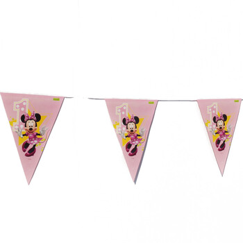 孩派HighParty儿童生日派对用品/生日聚会用品/一岁米妮彩旗12面