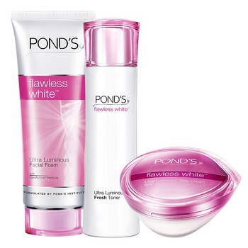 旁氏(POND'S)无瑕透白 爽肤水150ml+防护日霜50g+洁面乳100g 129元