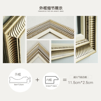 
                                        [大户人家]大框画专家 现代美式客厅装饰画 简欧沙发背景墙壁画 简欧银框一套 80高度(尺寸见页面说明)                