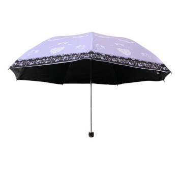 天堂伞 爱情神话黑胶防紫外线三折铅笔晴雨伞 莲色 33198E