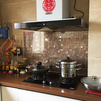 雅馨/厨房防油贴纸 马赛克大号 耐高温 铝箔 玻璃浴室瓷砖壁纸 墙贴1米 咖啡马赛克 45CM