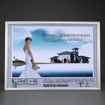 岱岳铝合金相框 定制 开启式电梯广告框 写真 海报框架铝合金画框 白色直角 (60*90)cm