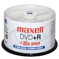麦克赛尔（Maxell）DVD+R光盘 刻录盘 光碟 空白光盘 16速4.7G 影音系列桶装50片