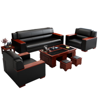 香尔特办公商务简约现代中式茶几一体桌单人三人办公室沙发小方几