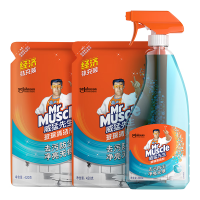 威猛先生（Mr Muscle）玻璃清洁剂500g+420g*2袋  浴室车窗清洁剂 去污防尘持久洁净