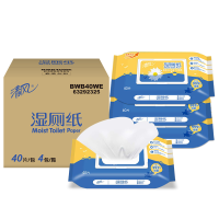 清风  湿厕纸 厕纸湿巾40片*4包 温和杀菌 搭配卷纸卫生纸使用