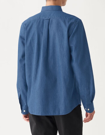 无印良品 MUJI 男式 印度棉 牛仔 纽扣领衬衫 纯棉衬衫 休闲衬衫 海军蓝 XL