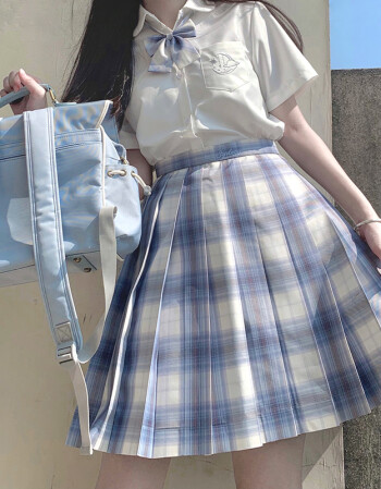 海月社原创设计自成宇宙悉尼套装jk制服衬衫日系小清新甜美格裙42cm裙