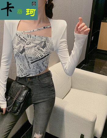 长袖t恤女奶甜上衣鬼马少女辣妹超火炸街女生秋天衣服港味高街白色s