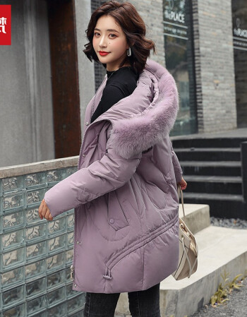 2021流行什么冬装女款,2021年流行棉服款式 高梵毛领羽绒服女中长款2021年新款冬装女士洋气减龄中年女装外套香芋