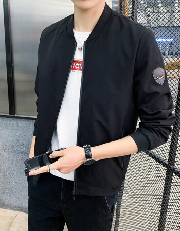 aimingvs2021秋冬季新款夹克男外套男士夹克衫潮牌休闲服棒球领黑色12