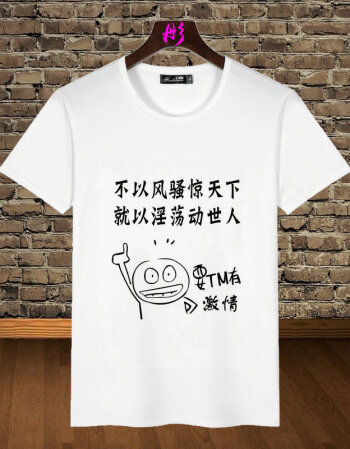 创意个性潮男短袖搞怪恶搞笑字体文字汉字衣服天恤汉字暴走 漫画2019