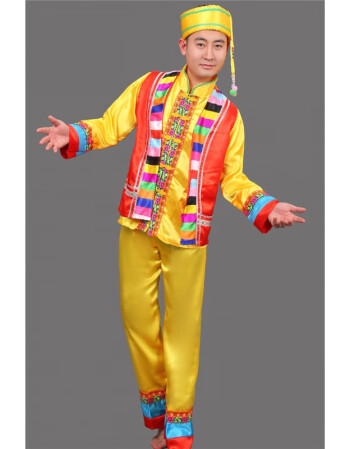 zm黎族京族演出服男成人广西少数民族舞蹈服装土家族壮族傣族葫芦丝