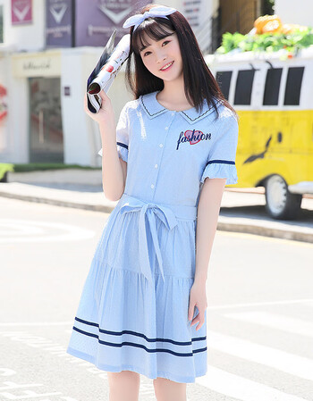 etgaz青春少女风连衣裙夏季2018新款女装甜美可爱初中