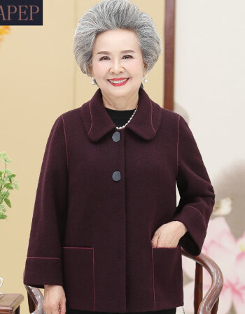 apep中老年人妈妈秋装呢子外套翻领70岁奶奶冬装小个子姥姥老太太衣服