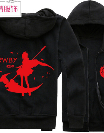 rwby 卫衣 周边 四色战记 动漫 衣服 外套 小红帽 新月玫瑰ruby 黑色