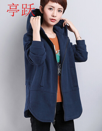 亭跃中老年女装卫衣绒衫冬装新款大码宽松百搭外套妈妈装秋冬休闲外衣