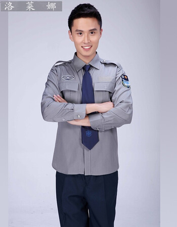 长袖保安服男衬衫上衣酒店物业安保校服 秋冬户外巡逻治安服 灰色 170