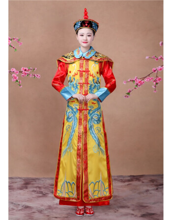 清朝古装宫廷皇帝皇后服装 太子龙袍凤袍男女儿童 汉服演出服 黄色