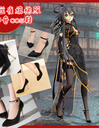 阿坡饵v家巡音初音金丝雀旗袍全员cos鞋子重音弱音镜音铃高跟鞋3447码