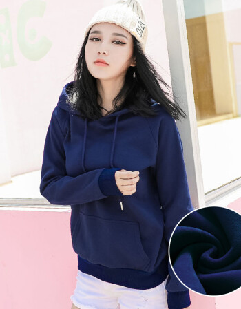 春秋款长袖连帽卫衣女2018新款学生宽松加绒加厚外套薄款上衣 藏蓝色