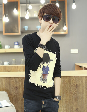 初中学生男孩体恤青少年男装春秋季12-13-14-15-16岁长袖t恤衣服 新