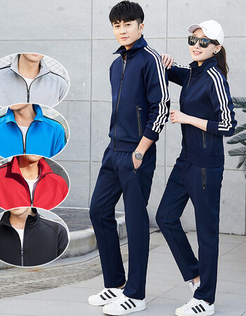 2018新款春秋运动套装男长袖跑步休闲套装团体装户外散步情侣款两件