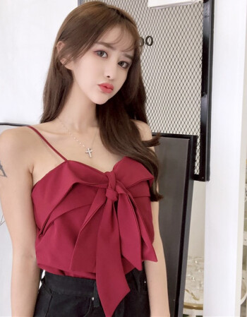 2018网红直播衣服女主播服装上镜性感一字肩上衣外穿吊带背心 黑色 m