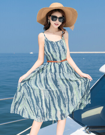 波西米亚海边度假连衣裙2018年夏季潮流优美优雅修身个性气质韩版显瘦