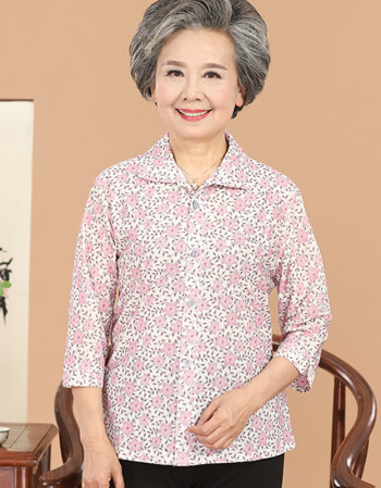 夏装夏季奶奶装夏装女装70-80岁老人衣服t恤妈妈套装七分袖60岁老年人