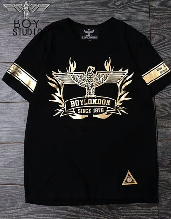 boy studio 新款boy短袖男t恤潮牌情侣休闲百搭春夏款经典烫金老鹰