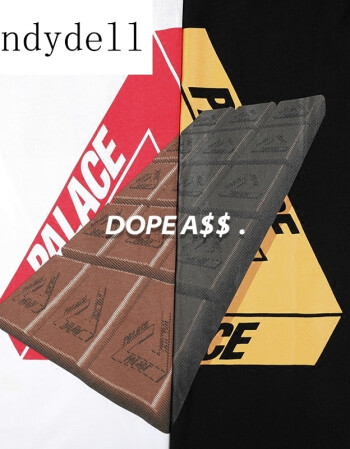 sindydell潮牌dope palace coco t-shirt 巧克力短袖三角情侣 黑色 s