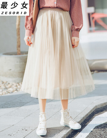 ZSN 2018新款春季网纱裙学生半身裙长裙蓬蓬