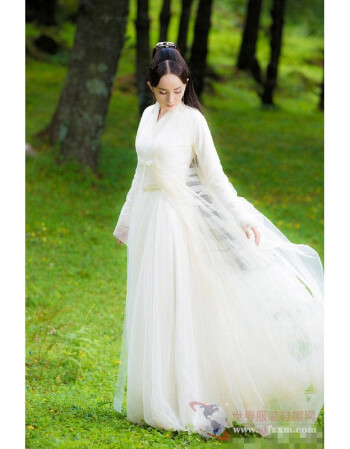 古装服装仙女清新淡雅汉服 古代衣服古风女装 白浅白色软纱款 xl