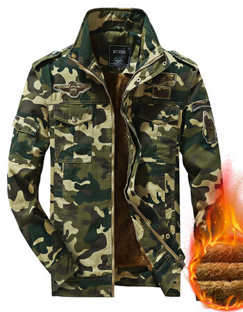 特种兵休闲冬季加绒迷彩军装外套男 作训服耐磨户外宽松工装夹克 卡其