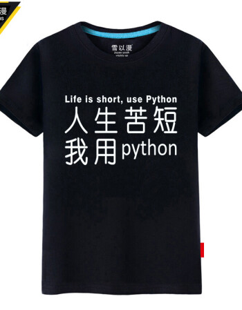 夏季人生苦短我用python程序员印花t恤男圆领短袖geek